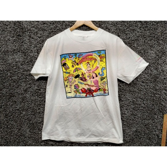 VTG 7 Up SS Uncola T Shirt Large White Surf Beach Graphic Single Stitch 90s - Picture 1 of 9